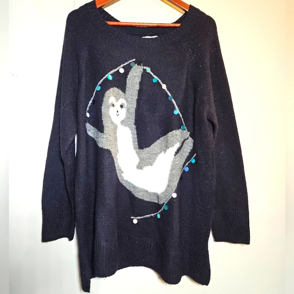 LAUREN CONRAD Festive Sloth Tunic Sweater PLUS Sz XXL - Picture 3 of 12